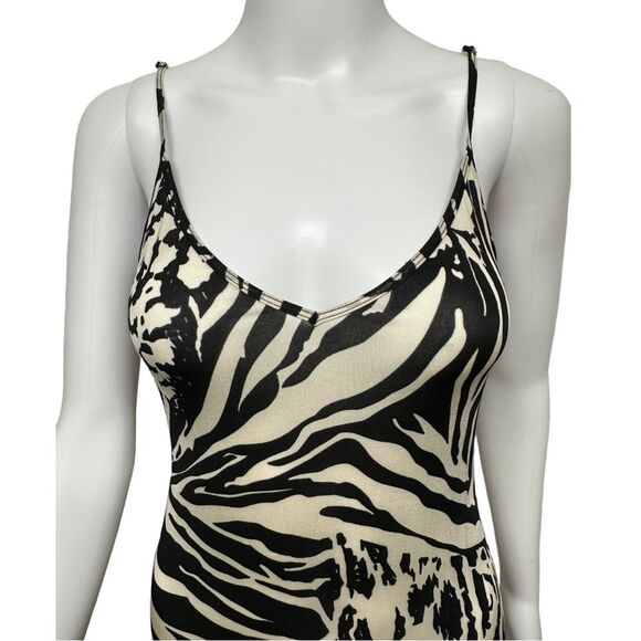VINTAGE Hale Bob 90s Y2K 2000s Feather Print Slinky Sheer Sexy Slip Dress S XS - Picture 5 of 14